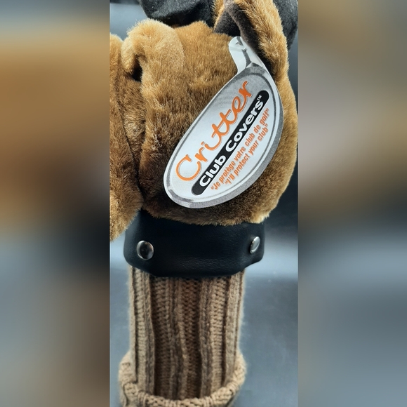 NEW Bulldog Golf Club Cover Plush Smoking Studded Black Collar Black Hat - Picture 5 of 9